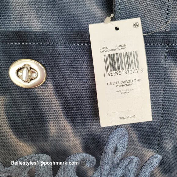 COACH Tie Dye Cargo 42 Canvas Large Tote -Midnight Navy color - Picture 16 of 16